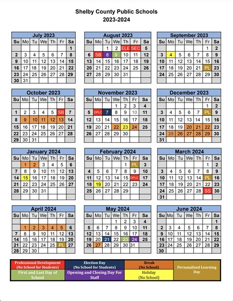 Shelby County Calendar